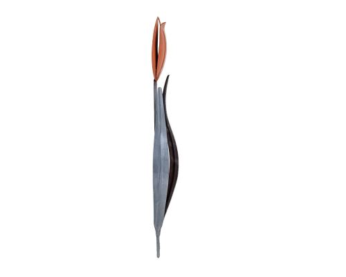 Tulip Flowers - Handmade Metal Wall Decorative Set of 2, Orange & Silver, 33cm - 4