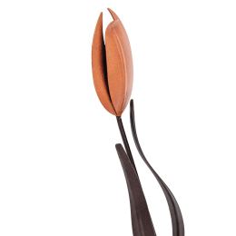 Tulip Flowers - Handmade Metal Wall Decorative Set of 2, Orange, Silver & Brown, 33cm - 5 Tulip Flowers - Handmade Metal Wall Decorative Set of 2, Orange, Silver & Brown, 33cm - 5