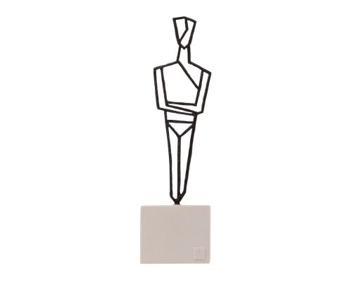 Cycladic Idol Design -Table Sculpture Solid Brass, 13cm, Black Color