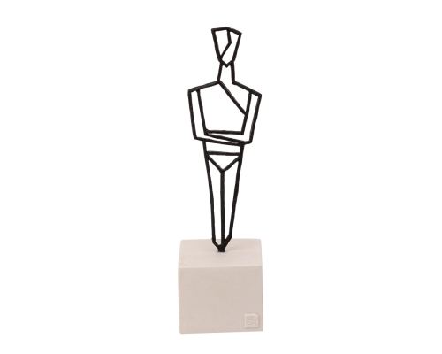 Cycladic Idol Design -Table Sculpture Solid Brass, 13cm, Black Color, 1