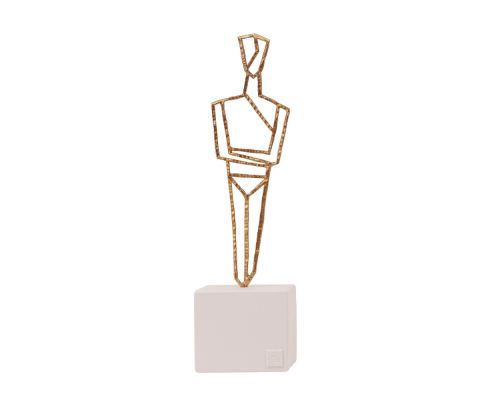 Cycladic Idol Design -Table Sculpture Solid Brass, 13cm, Gold Color