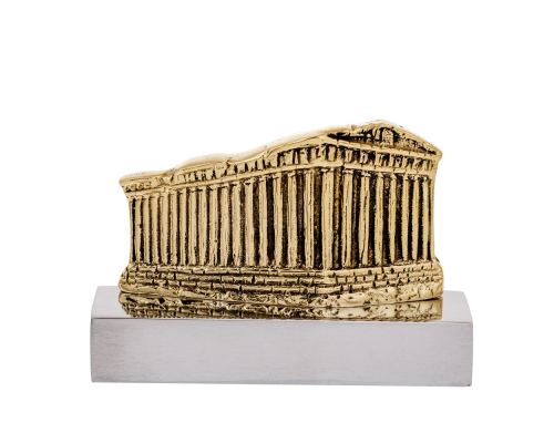 Acropolis (Parthenon), Table Sculpture - Solid Aluminum & Brass, 10cm