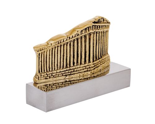 Acropolis (Parthenon), Table Sculpture - Solid Aluminum & Brass, 10cm - 3