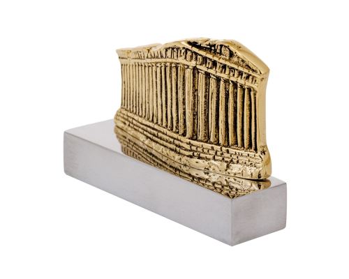 Acropolis (Parthenon), Table Sculpture - Solid Aluminum & Brass, 10cm - 4