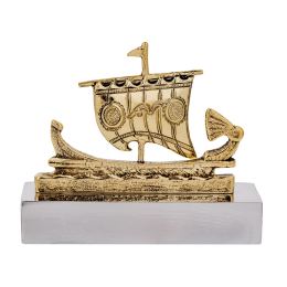 Ancient Greek Trireme Warship,Table Sculpture - Solid Aluminum & Brass, 10.5cm Ancient Greek Trireme Warship,Table Sculpture - Solid Aluminum & Brass, 10.5cm