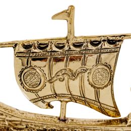 Ancient Greek Trireme Warship,Table Sculpture - Solid Aluminum & Brass, 10.5cm - 2 Ancient Greek Trireme Warship,Table Sculpture - Solid Aluminum & Brass, 10.5cm - 2