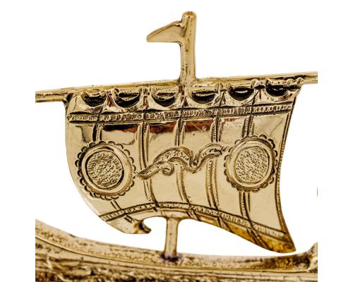 Ancient Greek Trireme Warship,Table Sculpture - Solid Aluminum & Brass, 10.5cm - 2