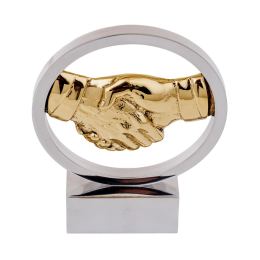Handshake Gesture, Agreement Symbol, Table Sculpture Solid Aluminum & Brass, 19cm -4 Handshake Gesture, Agreement Symbol, Table Sculpture Solid Aluminum & Brass, 19cm -4