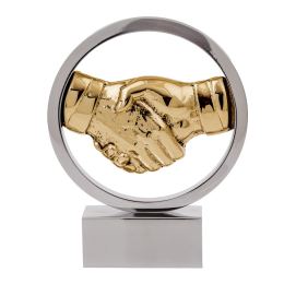 Handshake Gesture, Agreement Symbol, Table Sculpture Solid Aluminum & Brass, 19cm Handshake Gesture, Agreement Symbol, Table Sculpture Solid Aluminum & Brass, 19cm
