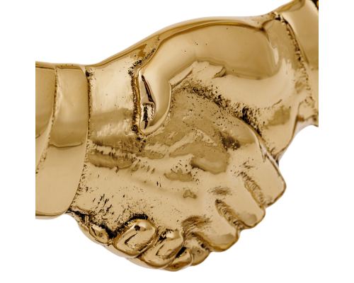 Handshake Gesture, Agreement Symbol, Table Sculpture Solid Aluminum & Brass, 19cm -2