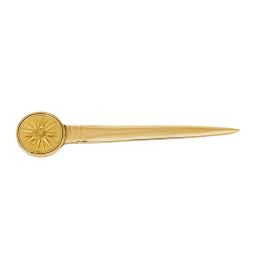 Letter Opener, Handmade of Solid Brass Metal, Stylish Desk Accessory, Greek Vergina Sun Design - 4