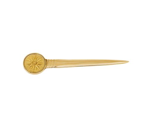 Letter Opener, Handmade of Solid Brass Metal, Stylish Desk Accessory, Greek Vergina Sun Design - 4