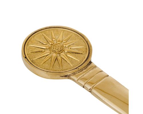 Letter Opener, Handmade of Solid Brass Metal, Stylish Desk Accessory, Greek Vergina Sun Design - 2