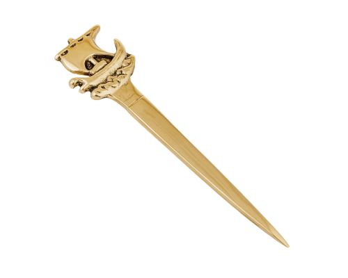 Letter Opener, Handmade of Solid Brass Metal, Stylish Desk Accessory, Trireme Design