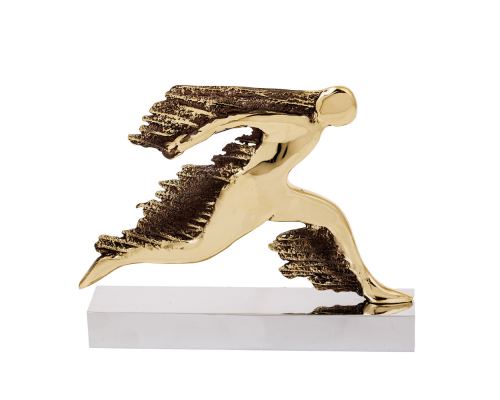 Runner, Table Sculpture Solid Aluminum & Brass, 21cm