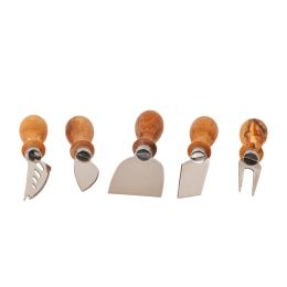 Olive Wood Cheese Cutting or Serving Set with Blue Epoxy Resin, Board 35cm & 5 Special Knives - 4 Olive Wood Cheese Cutting or Serving Set with Blue Epoxy Resin, Board 35cm & 5 Special Knives - 4