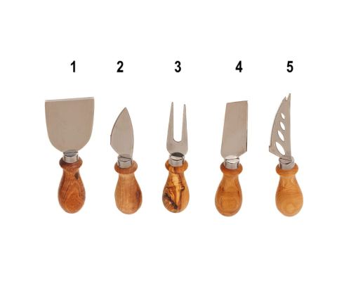 Olive Wood Cheese Cutting or Serving Set with Blue Epoxy Resin, Board 35cm & 5 Special Knives - 9
