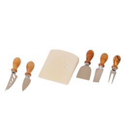 Olive Wood Cheese Cutting or Serving Set with Green Epoxy Resin, Board 35cm & 5 Special Knives - 6 Olive Wood Cheese Cutting or Serving Set with Green Epoxy Resin, Board 35cm & 5 Special Knives - 6