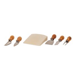 Olive Wood Cheese Cutting or Serving Set with Green Epoxy Resin, Board 35cm & 5 Special Knives - 7 Olive Wood Cheese Cutting or Serving Set with Green Epoxy Resin, Board 35cm & 5 Special Knives - 7