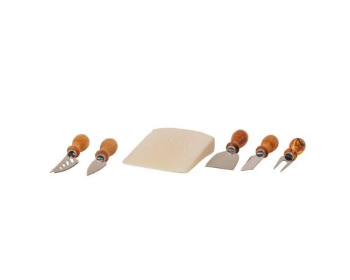 Olive Wood Cheese Cutting or Serving Set with Green Epoxy Resin, Board 35cm & 5 Special Knives - 7