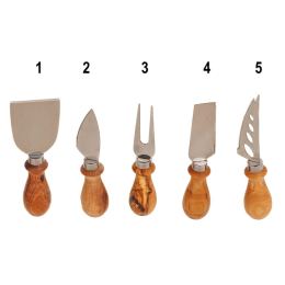 Olive Wood Cheese Cutting or Serving Set with Green Epoxy Resin, Board 35cm & 5 Special Knives - 9 Olive Wood Cheese Cutting or Serving Set with Green Epoxy Resin, Board 35cm & 5 Special Knives - 9