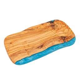 Olive Wood Serving Board or Cutting Board with Blue Epoxy Resin, 35cm Olive Wood Serving Board or Cutting Board with Blue Epoxy Resin, 35cm