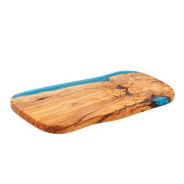 Olive Wood Serving Board or Cutting Board with Blue Epoxy Resin, 35cm - 3 Olive Wood Serving Board or Cutting Board with Blue Epoxy Resin, 35cm - 3