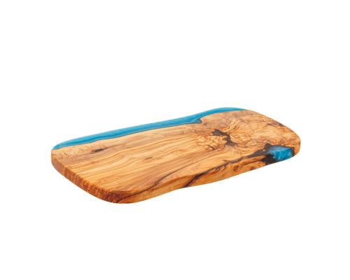 Olive Wood Serving Board or Cutting Board with Blue Epoxy Resin, 35cm - 3