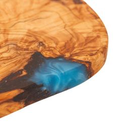 Olive Wood Serving Board or Cutting Board with Blue Epoxy Resin, 35cm - 4 Olive Wood Serving Board or Cutting Board with Blue Epoxy Resin, 35cm - 4