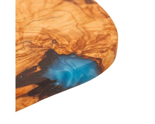 Olive Wood Serving Board or Cutting Board with Blue Epoxy Resin, 35cm - 4