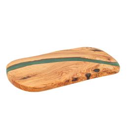 Olive Wood Serving Board or Cutting Board with Green Epoxy Resin, 35cm - 3 Olive Wood Serving Board or Cutting Board with Green Epoxy Resin, 35cm - 3