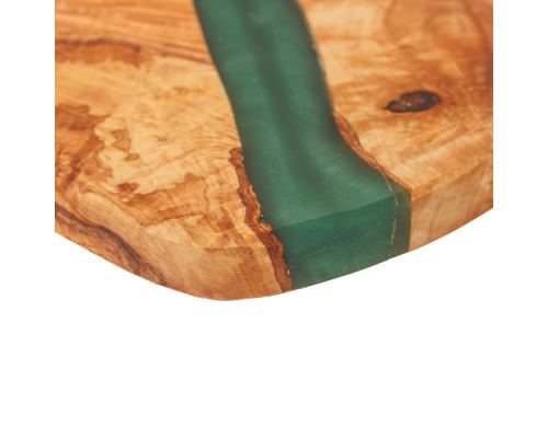 Olive Wood Serving Board or Cutting Board with Green Epoxy Resin, 35cm - 4
