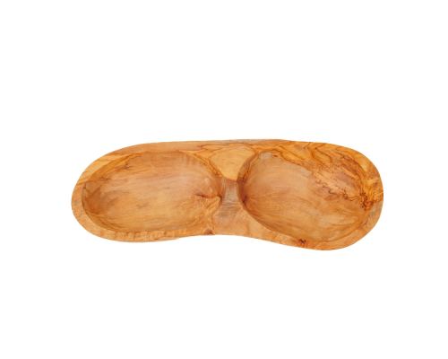 Olive Wood Serving Platter or Serving Bowl, Sectionall - 2 Compartments, 2