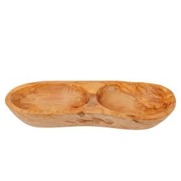 Olive Wood Serving Platter or Serving Bowl, Sectionall - 2 Compartments