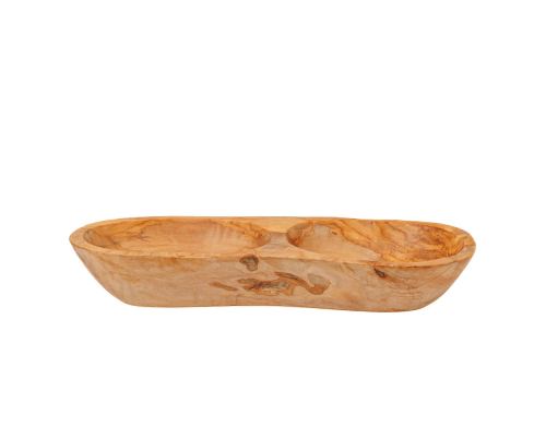 Olive Wood Serving Platter or Serving Bowl, Sectionall - 2 Compartments, 4
