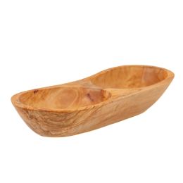 Olive Wood Serving Platter or Serving Bowl, Sectionall - 2 Compartments, 3