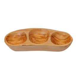 Olive Wood Serving Platter or Serving Bowl, Sectionall - 3 Compartments Olive Wood Serving Platter or Serving Bowl, Sectionall - 3 Compartments