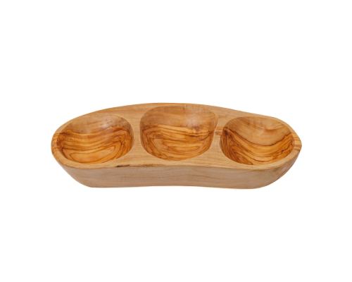 Olive Wood Serving Platter or Serving Bowl, Sectionall - 3 Compartments