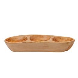 Olive Wood Serving Platter or Serving Bowl, Sectionall - 3 Compartments, 3 Olive Wood Serving Platter or Serving Bowl, Sectionall - 3 Compartments, 3