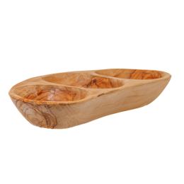 Olive Wood Serving Platter or Serving Bowl, Sectionall - 3 Compartments, 4 Olive Wood Serving Platter or Serving Bowl, Sectionall - 3 Compartments, 4