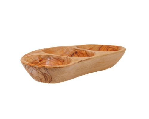 Olive Wood Serving Platter or Serving Bowl, Sectionall - 3 Compartments, 4