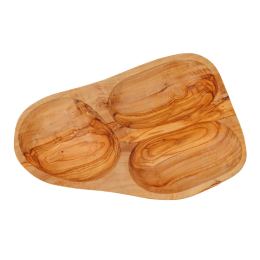 Olive Wood Serving Platter or Serving Bowl, Sectionall - 3 Compartments, 6 Olive Wood Serving Platter or Serving Bowl, Sectionall - 3 Compartments, 6