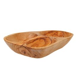 Olive Wood Serving Platter or Serving Bowl, Sectionall - 3 Compartments, 8 Olive Wood Serving Platter or Serving Bowl, Sectionall - 3 Compartments, 8