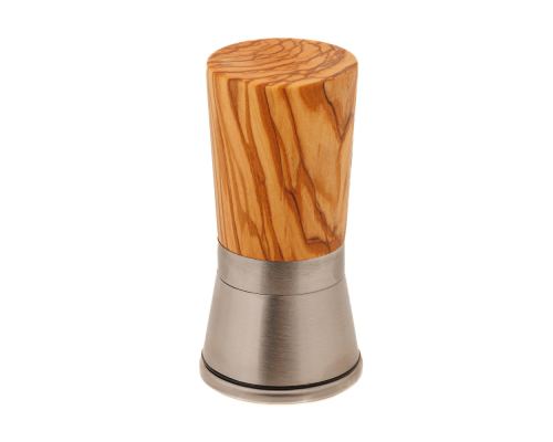 Set of 2 Olive Wood & Metal Salt Grinders or Pepper Mills, 13cm - 3