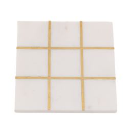 Decorative Marble & Metal Tic Tac Toe or Noughts & Crosses Board Game (19x19cm), 4 Decorative Marble & Metal Tic Tac Toe or Noughts & Crosses Board Game (19x19cm), 4