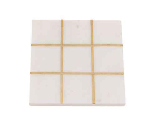Decorative Marble & Metal Tic Tac Toe or Noughts & Crosses Board Game (19x19cm), 4
