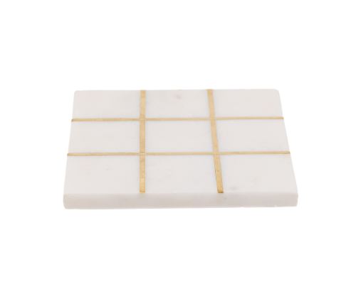 Decorative Marble & Metal Tic Tac Toe or Noughts & Crosses Board Game (19x19cm), 3