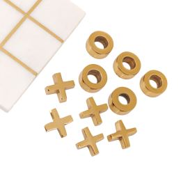 Decorative Marble & Metal Tic Tac Toe or Noughts & Crosses Board Game (19x19cm), 2 Decorative Marble & Metal Tic Tac Toe or Noughts & Crosses Board Game (19x19cm), 2