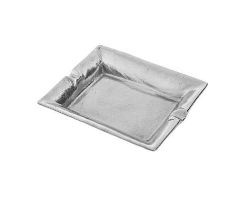 Ashtray - Handmade Solid Aluminum - Rectangular - Silver