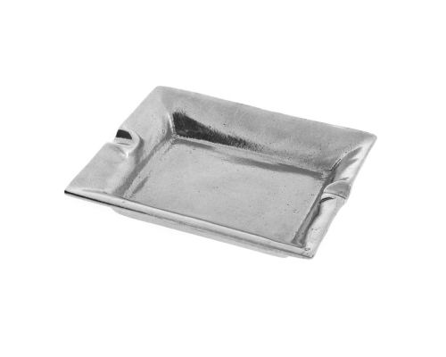 Ashtray - Handmade Solid Aluminum - Rectangular - Silver